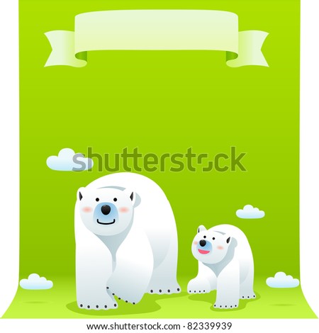 cute polar bear with ECO element.Vector illustration with simple gradients.