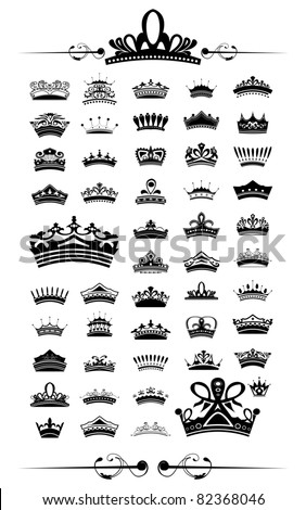silhouettes Vector set of 50 crown - EPS 10 Vector.