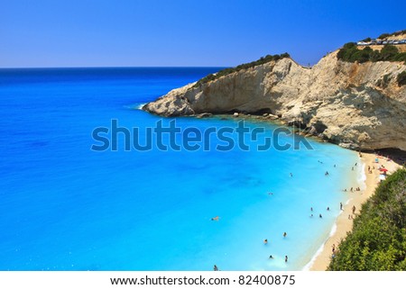 Porto Katsiki beach in Lefkada, Greece Royalty-Free Stock Photo #82400875