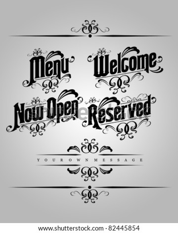 vector set : Classical numbering greetings restaurant text design element 1