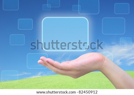 touch screen interface on women hand