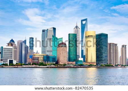 panoramic picture of the lujiazui financial center in shanghai china