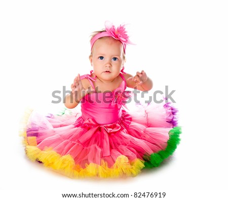 Little girl in fairy costuLittle girl in fairy costume on white backgroundme