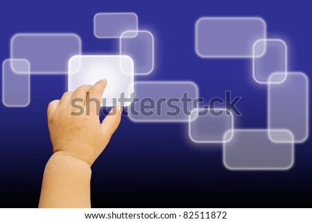 Left hand baby pushing touch screen icon