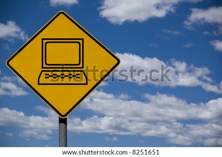 "Computer" road sign against a blue sky background