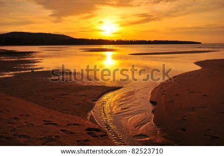 Beach on the Island at Sunset