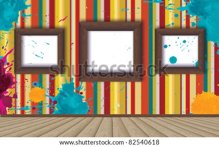 colored walls and the empty frame on it