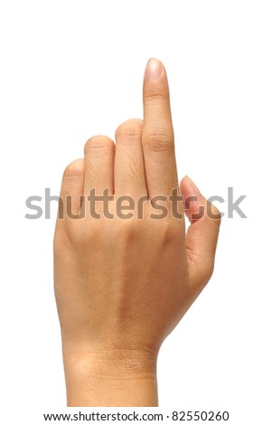 The hand make pointing symbol on white background Royalty-Free Stock Photo #82550260