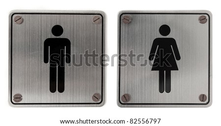 metal restroom Signs isolated over white background