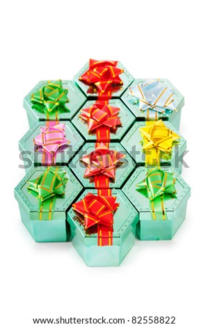 Many colorful gift boxes