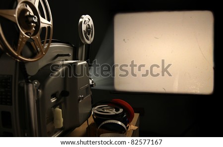 Vintage 8mm Film Projector with Blank Frame Royalty-Free Stock Photo #82577167
