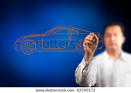 Men drawing a car
