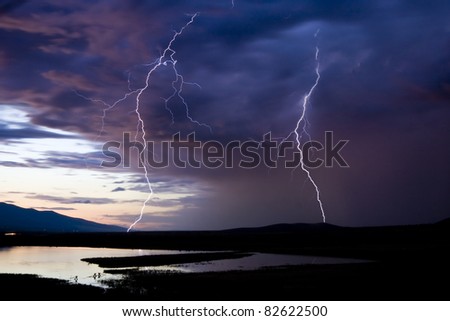 Lightning Strikes over a scenic Montana background
