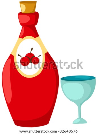 illustration of isolated a bottle with glass