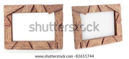photo of wood frame for a picture, isolated on white background