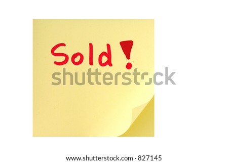 post-it note with handwritten SOLD sign
