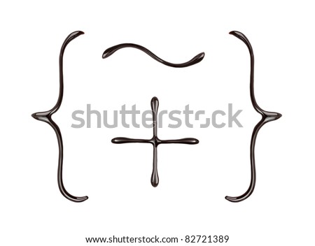 Chocolate Curly Brackets, Plus and Tilde Sign Royalty-Free Stock Photo #82721389