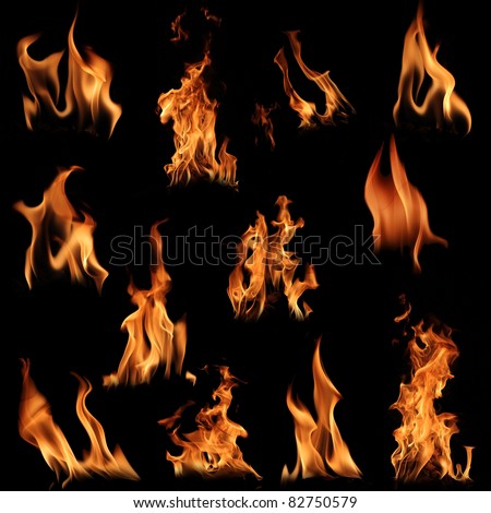 Fire flames collection. Royalty-Free Stock Photo #82750579