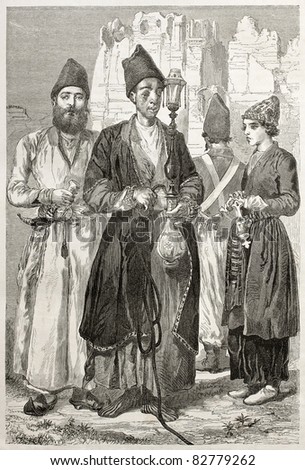 Persian men. Created by Laurens, published on Le Tour du Monde, Paris, 1860