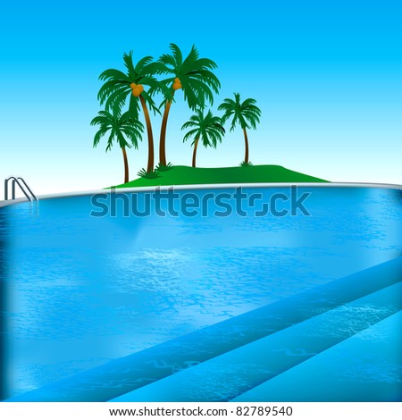 Vector Illustration of pool background with inviting steps.