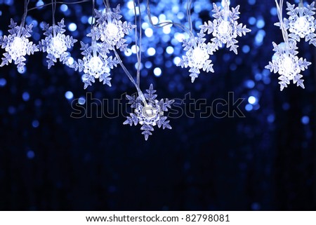 Christmas snowflake lights with copyspace