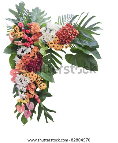 Colorful flower arrangement decoration isolated on white background