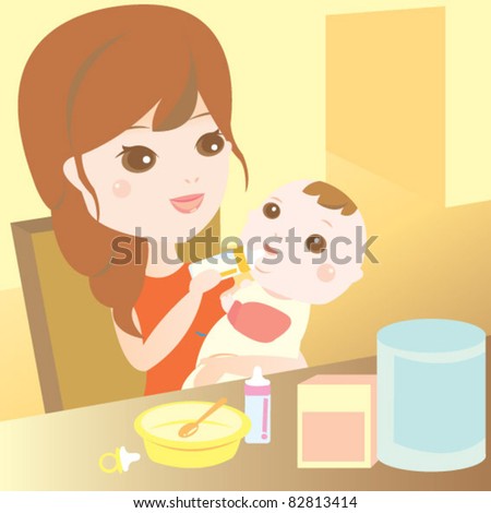 mom feeding milk to baby