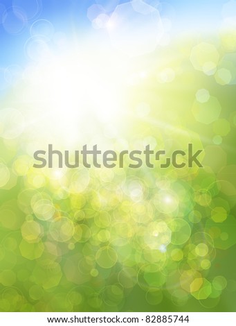 Eco nature / green and blue abstract defocused background with sunshine Royalty-Free Stock Photo #82885744