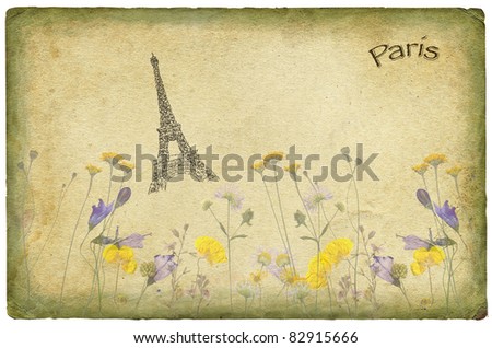 Paris paper with flowers
