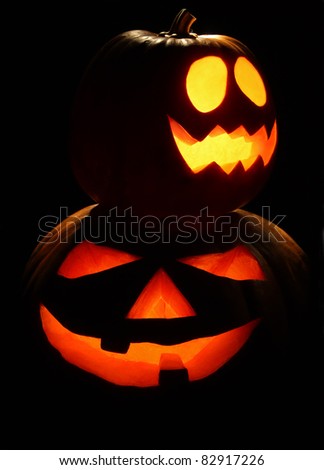 Two Jack o' Lanterns specially created for Halloween night.