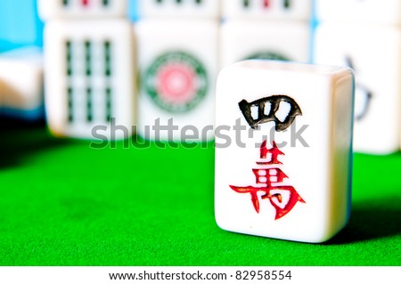 Mahjong tiles very popular game in China