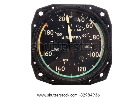 Antique aviation instrument (Airspeed indicator) on a white background Royalty-Free Stock Photo #82984936