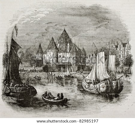 St. Anthony gate old view, Amsterdam. By unidentified author, published on Magasin Pittoresque, Paris, 1840