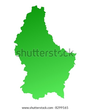 Green gradient Luxembourg map. Detailed, Mercator projection.