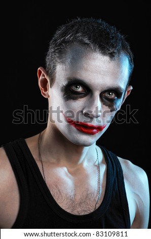 Spooky man on black background