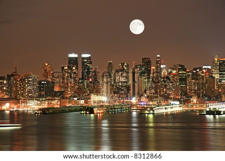 Manhattan Skyline at night, New York City
