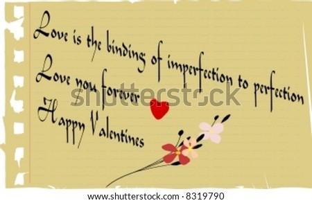 Valentines paper love note in vector.