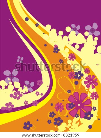 Abstract floral background series, vector illustration with many flowers.