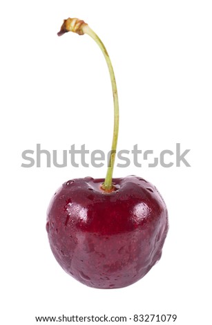 Close up view of cherry isolated over white background