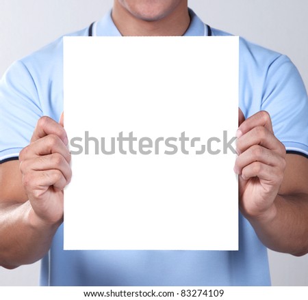 A man holding blank paper