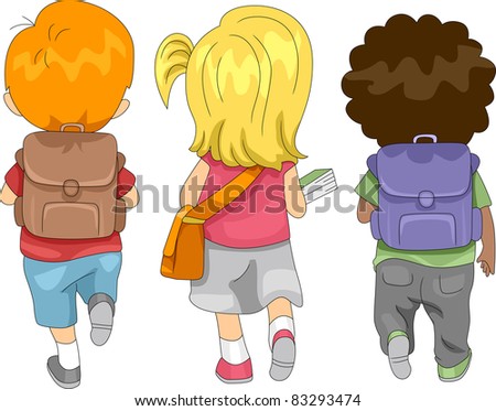 Illustration of Kids Going to School