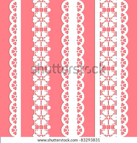 cute vector straight lace set. Seamless lace trims for use with fabric projects, backgrounds or scrap-booking.  Elements can also be used as brushes