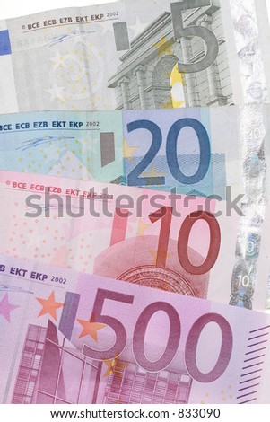 close-up of Euro Money on white