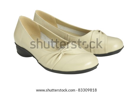 stock image of the pair of beige color shoe with cliping path