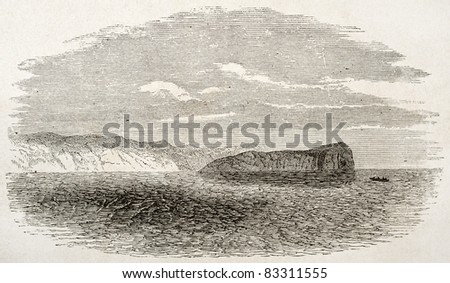 Elephant rock old view, near cape Guardafui, Somalia.  By unidentified author, published on Le Tour du Monde, Paris, 1860