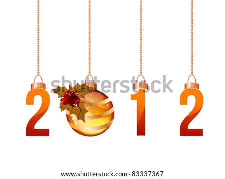 2012 made of hanging Christmas decorations