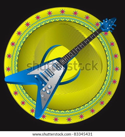 Modern dynamic music designed vector emblem. Guitar.