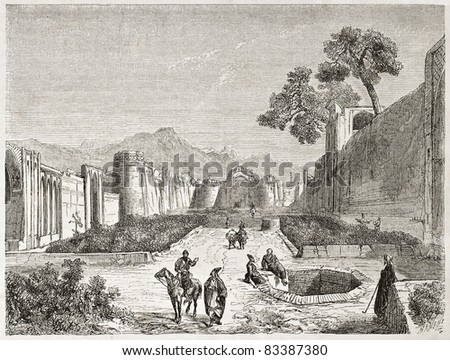 Kashan old view, Persia. Created by Laurens, published on Le Tour du Monde, Paris, 1860