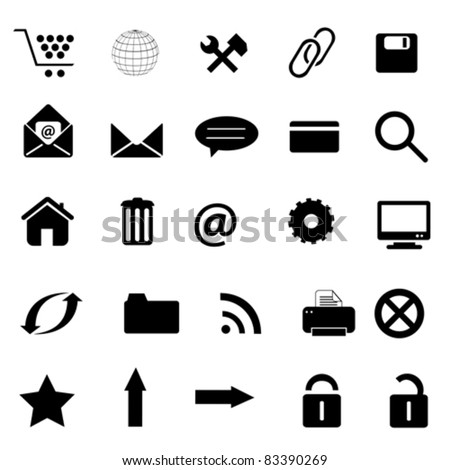 Internet and web site icon set in black