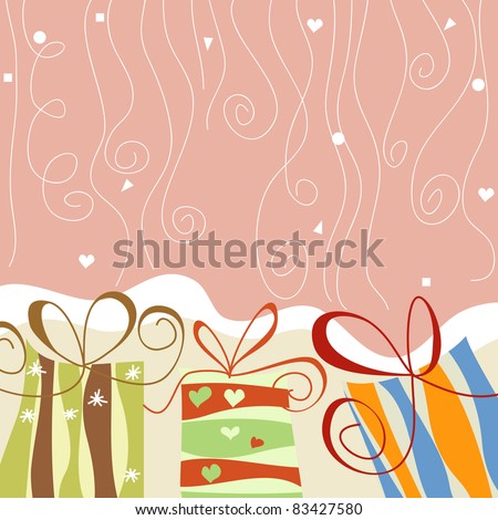 Gift boxes and confetti festive background